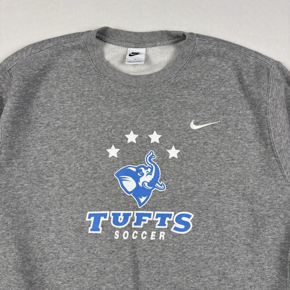 Nike Sweatshirt Tufts University Jumbos Soccer Crewneck Mens L Gray Athleisure - Picture 3 of 6